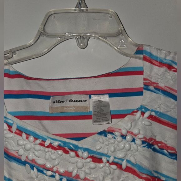 Alfred Dunner Woman Stretch Beaded Neck Blouse - Picture 5 of 5